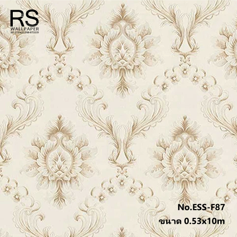 วอลเปเปอร์ลายหลุยส์สีน้ำตาลเงิน พื้นสีขาว ESS-F87