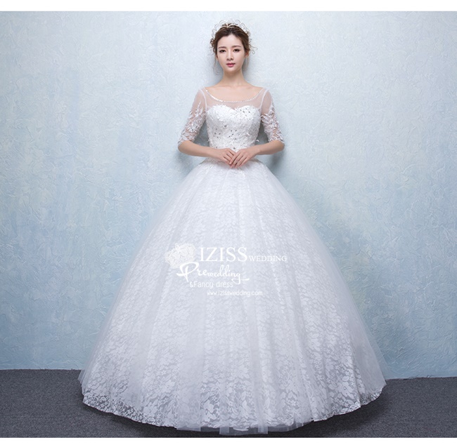 BR123 **พรีออเดอร์**ชุดแต่งงาน&ชุดเจ้าสาวแบบยาวสีขาวเกรดพรีเมี่ยม เปิดไหล่ มีแขน หรูหราน่ารัก สวยโดดเด่นไม่ซ้ำใคร