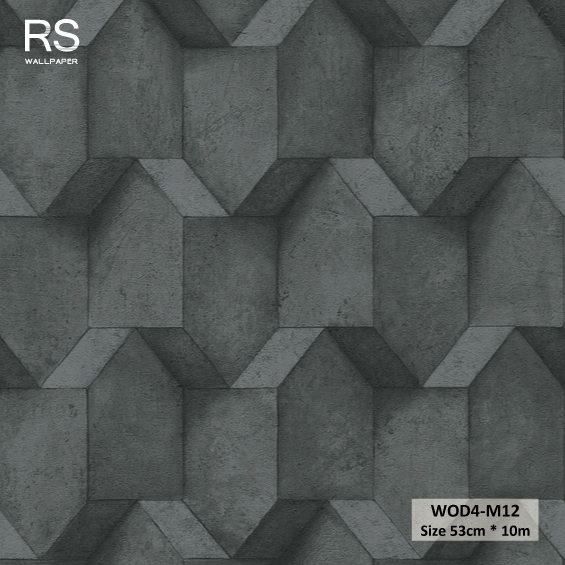 วอลเปเปอร์ลายอิฐ สีเทาอมเขียว WOD4-M12