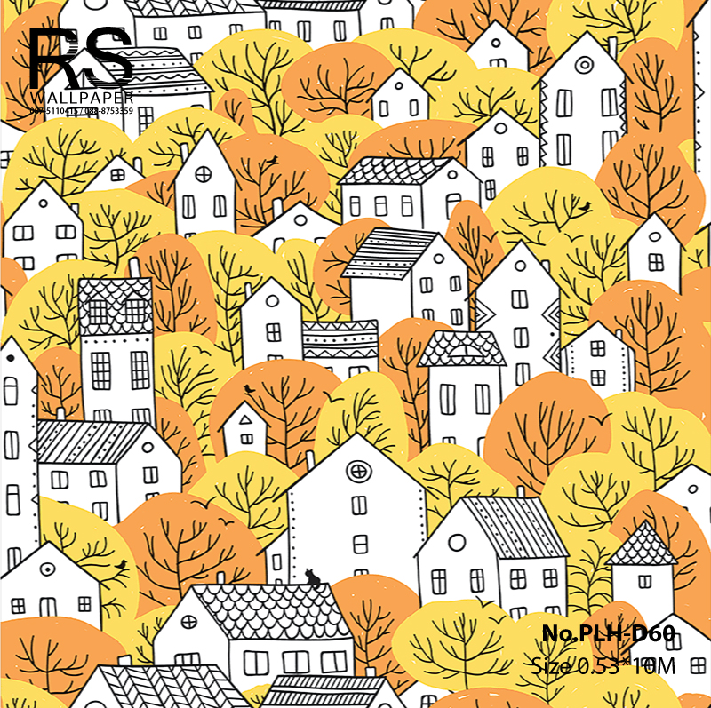 วอลเปเปอร์ ลายการ์ตูนรูปบ้าน No.PLH-D60