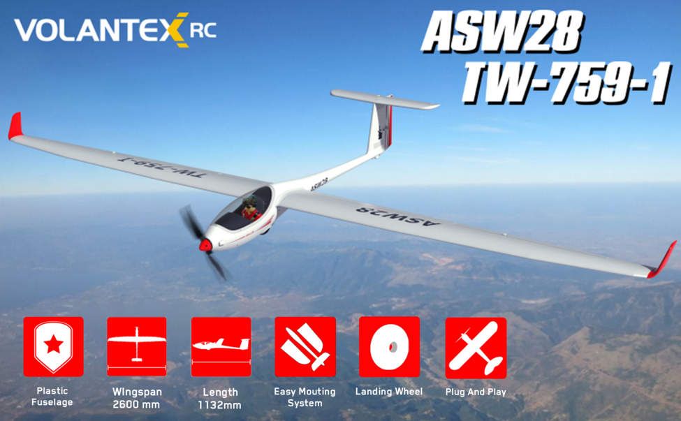 ASW28 RC Glider Plane 2,600mm.