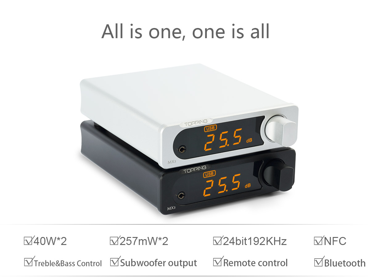 ขาย TOPPING MX3 DAC & Amp ตั้งโต้ะ รองรับ Bluetooth , NFC , Remote control , 24bit192KHz