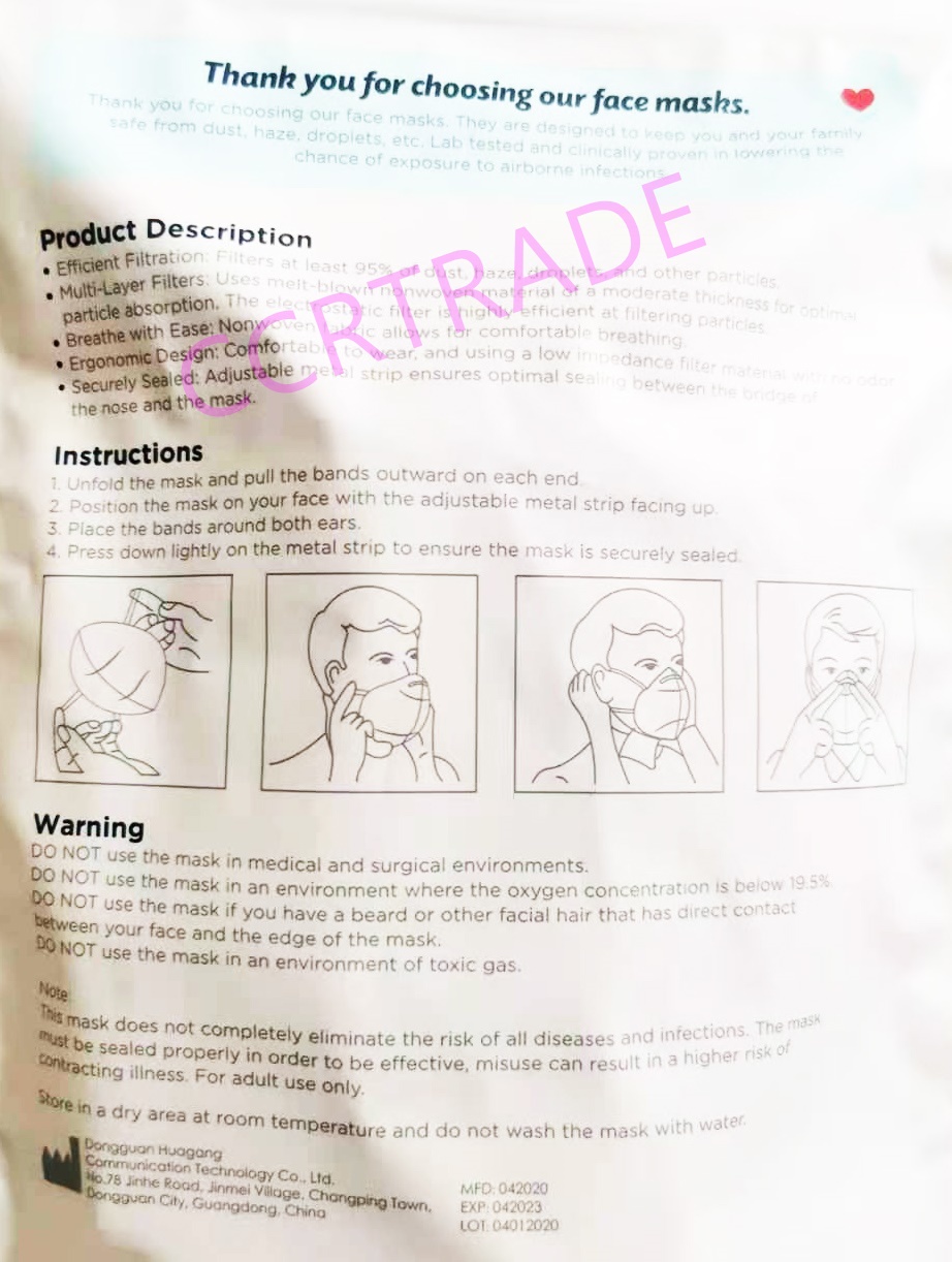 หน้ากากอนามัยกันฝุ่น PM2.5 10 ชิ้นซองซิป 25 ซม.