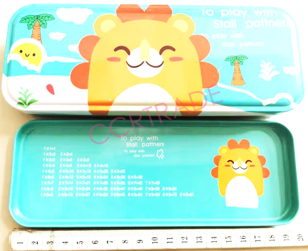 กล่องดินสอเหล็ก 2 ชั้น 20.5 ซม.(การ์ตูนชายหาด)