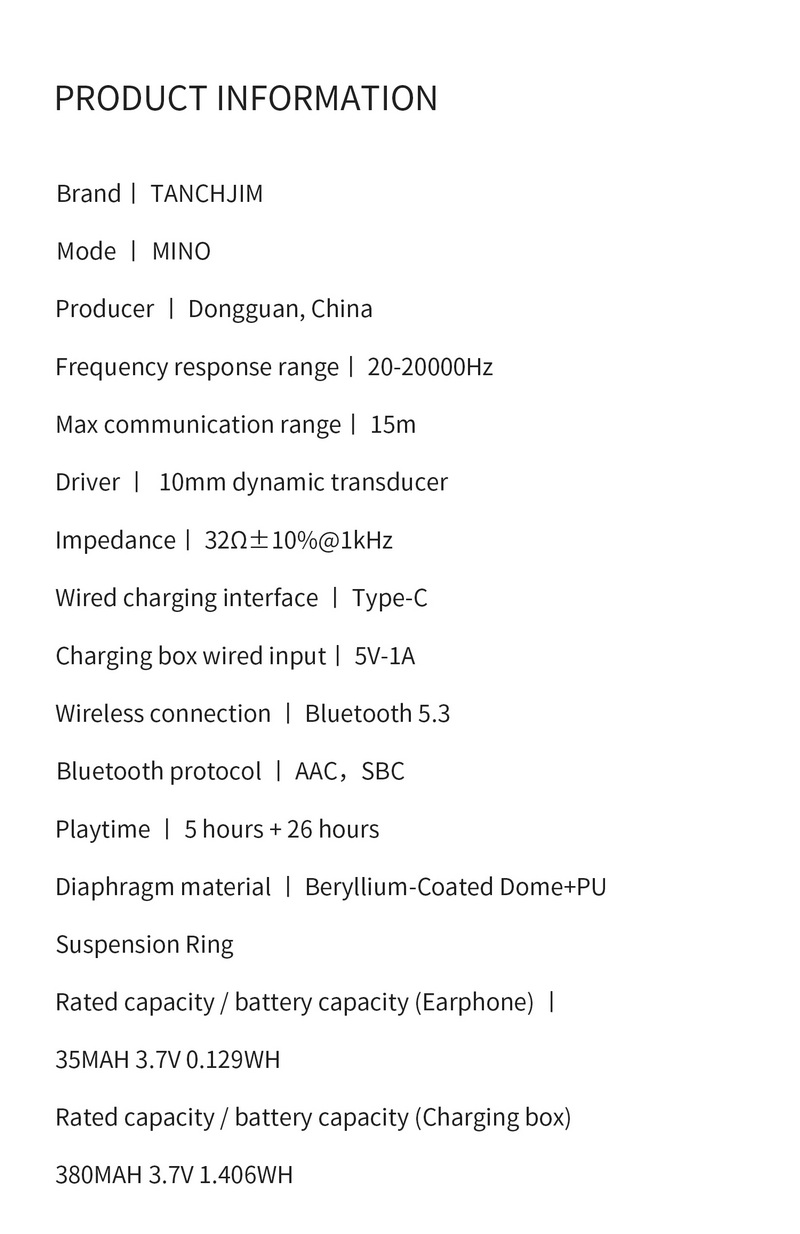 TANCHJIM MINO หูฟังไร้สาย TWS ไดรเวอร์ไดนามิก รองรับ Bluetooth5.3 ประกันศูนย์ไทย