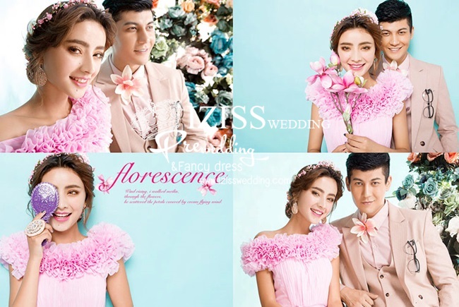 PW218 - Pre order ชุดคู่ถ่ายพรีเวดดิ้ง (prewedding dress) & ชุดแต่งงานแฟนซี (Fancy wedding dress)ชายหญิง "ธีมสีชมพู-น้ำตาล"