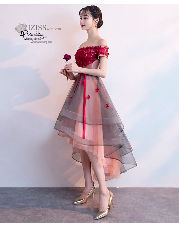 DS038 - Pre order ชุดราตรี เดรสสั้นออกงาน (short dresses) ชุดไปงานแต่งงานสวยๆ "ธีมสีแดง"