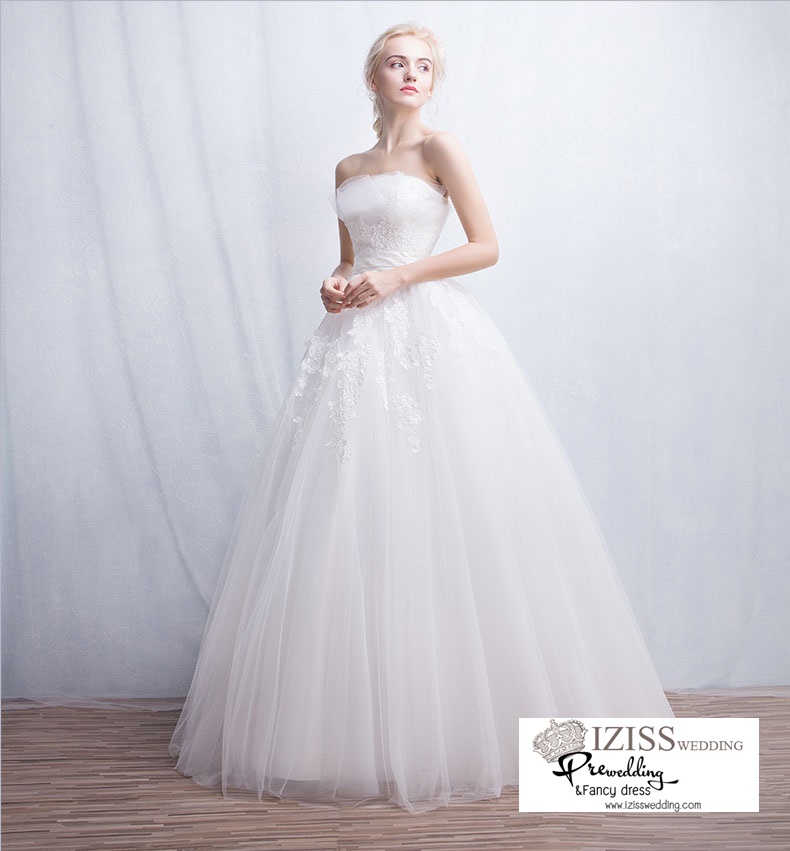 ฺBR113- **พรีออเดอร์**ชุดแต่งงาน&ชุดเจ้าสาวแบบยาวสีขาวเกรดพรีเมี่ยม เกาะอก ดีไซน์หรูหราน่ารัก สวยโดดเด่นไม่ซ้ำใคร