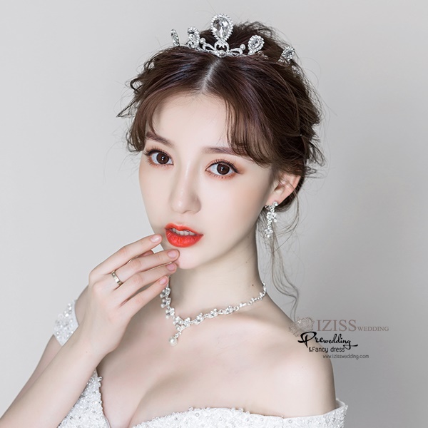 AC007 **พรีออเดอร์**เทียร่า มงกุฎเพชร ต่างหู สร้อยคอเจ้าสาว ชุดเครื่องประดับเจ้าสาวสวยหรูดุจเจ้าหญิง