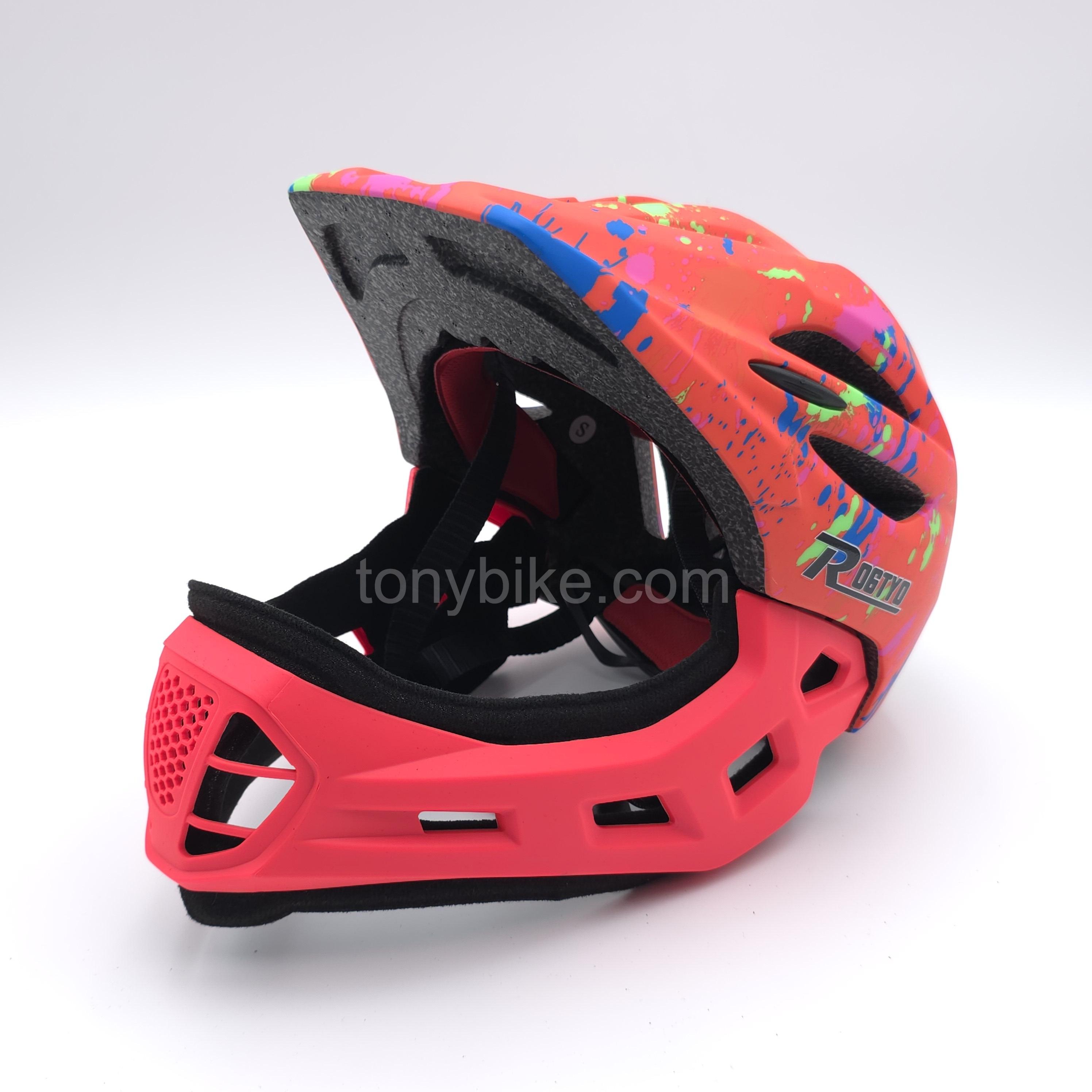 หมวกจักรยานเด็ก เต็มใบ สีแดง เพ้นท์สี 46-53 ซม.