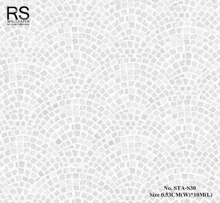 วอลเปเปอร์ ลายโมเสจ สีเทาขาว No.STA-S30