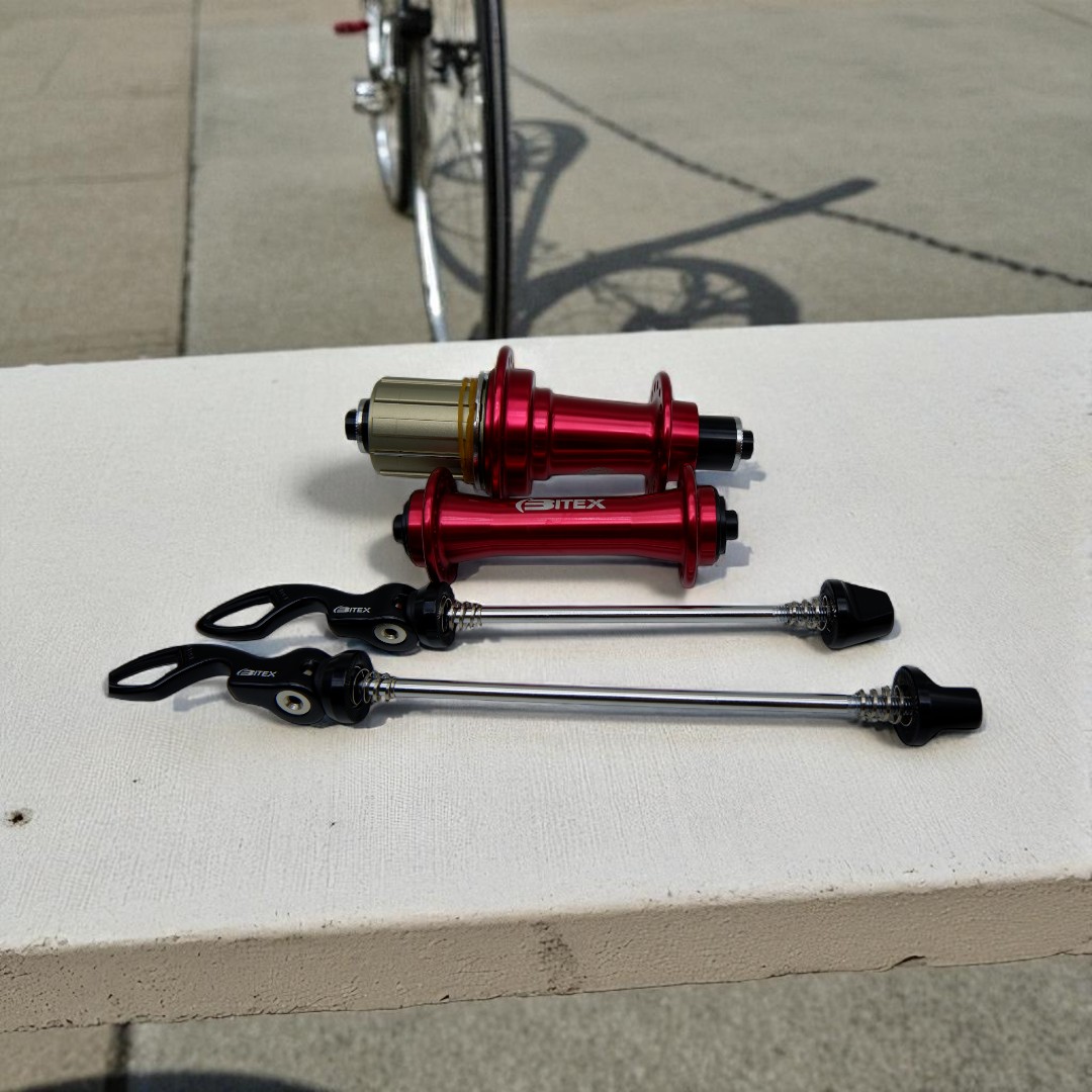 ดุมจักรยานเสือหมอบ Bitex RAF10 (หน้า) / RAR12 (หลัง), J‑Bend, แบริ่ง 4 ตลับ, รองรับ Shimano 10/11s, Campagnolo, SRAM