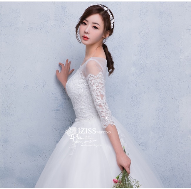 BR232 **พรีออเดอร์**ชุดแต่งงาน&ชุดเจ้าสาวแบบยาวสีขาวเกรดพรีเมี่ยม เปิดไหล่ มีแขน หรูหราน่ารัก สวยโดดเด่นไม่ซ้ำใคร