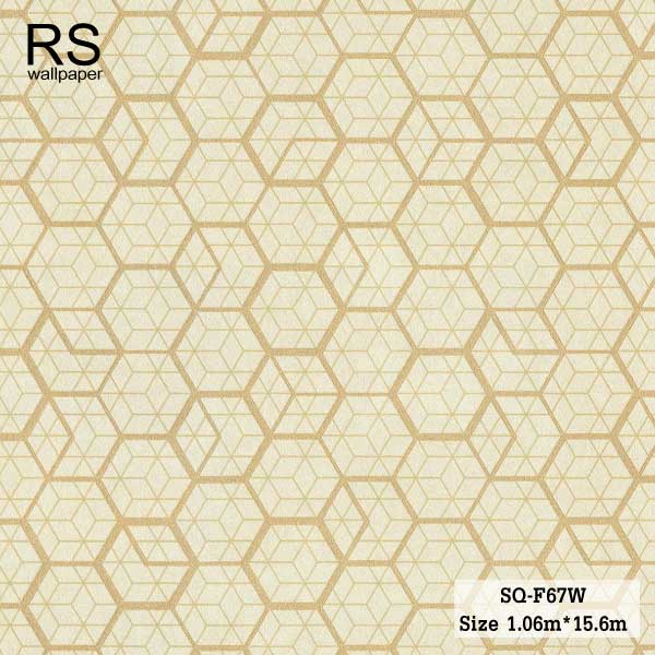 วอลเปเปร์ สไตล์โมเดิร์น ลายหกหลี่ยม สีน้ำตาลทอง SQ-F67W