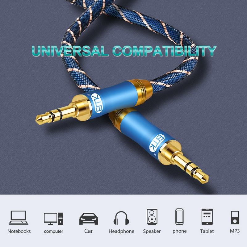 ขาย ERTK NEW AUX Blue สาย Aux 3.5 เป็น 3.5 สายถักหนังงู สำหรับเครื่องเสียง