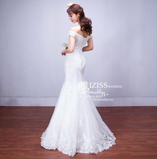 BR258 **พรีออเดอร์**ชุดแต่งงาน&ชุดเจ้าสาวแบบยาวสีขาวเกรดพรีเมี่ยม เปิดไหล่ มีแขน หรูหราน่ารัก สวยโดดเด่นไม่ซ้ำใคร