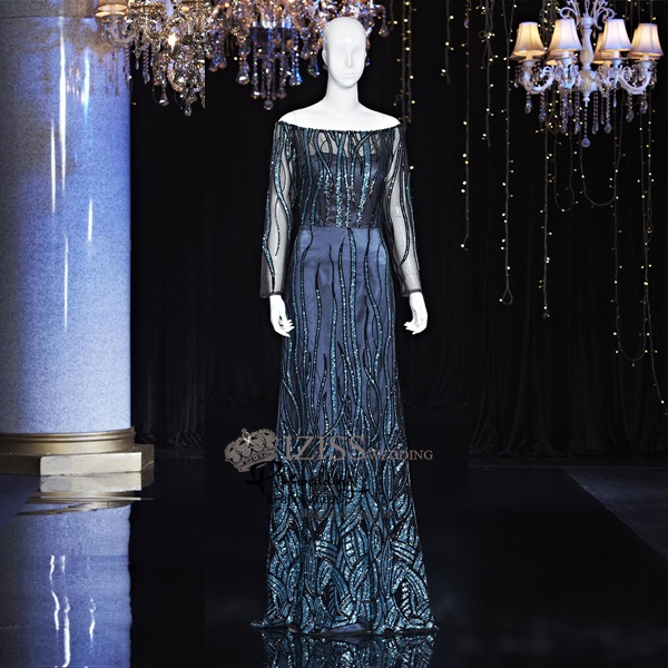 T019**พรีออเดอร์เดรสสีน้ำเงิน**ชุดราตรียาวสีน้ำเงินทั้งชุด แขนยาว เล่นดีเทลซีทรูช่วงอกและแขน ตกแต่งเลื่อมลายสลับ ตัดต่อกระโปรงทรงปล่อย สวยหรู งานเกรดพรีเมี่ยม ไฮโซมากๆ ค่ะ