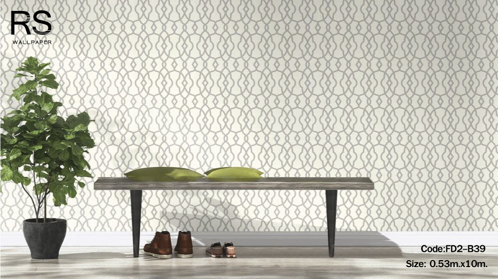 วอลเปเปอร์โมเดินท์ สีขาว ลายเงินเทา (Moroccan Style)FD2-B39