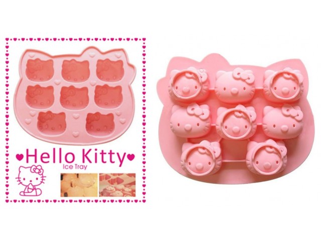 ++พร้อมส่ง++ พิมพ์ซิลิโคนทำ น้ำแข็ง วุ้น เยลลี่ ลายหน้าคิตตี้ -- Hello Kitty Ice Tray สีชมพู 8 หลุม ขนาดถาด ยาว 20 ซม. กว้าง 16.5 ซม. หนา 3 ซม.