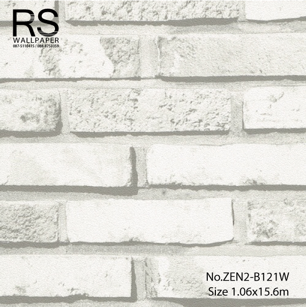 วอลเปเปอร์ ลายอิฐ สีขาว No.ZEN2-B121W