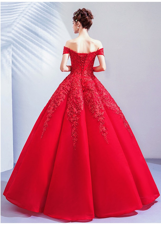 DL090 **พรีออเดอร์** ชุดออกงานสีแดง ชุดราตรี เดรสยาวออกงาน (Night party dresses) ชุดไปงานแต่งงานสวยๆ "ธีมสีแดง"