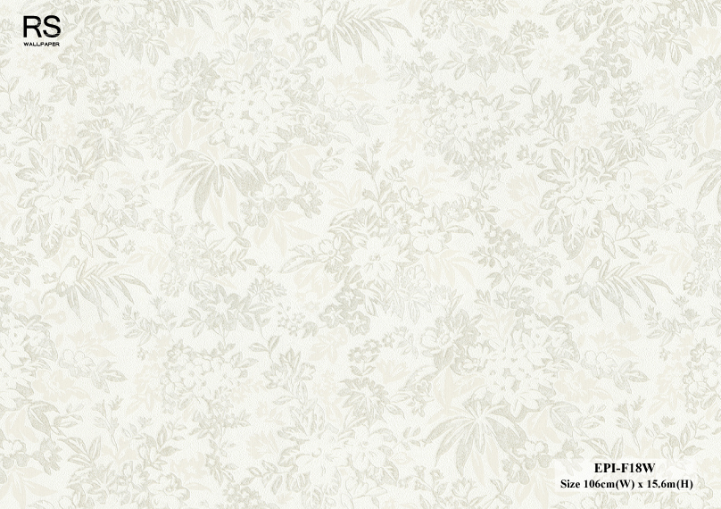 วอลเปเปอร์ลายดอกไม้ สีเงินพื้นสีขาว EPI-F18W