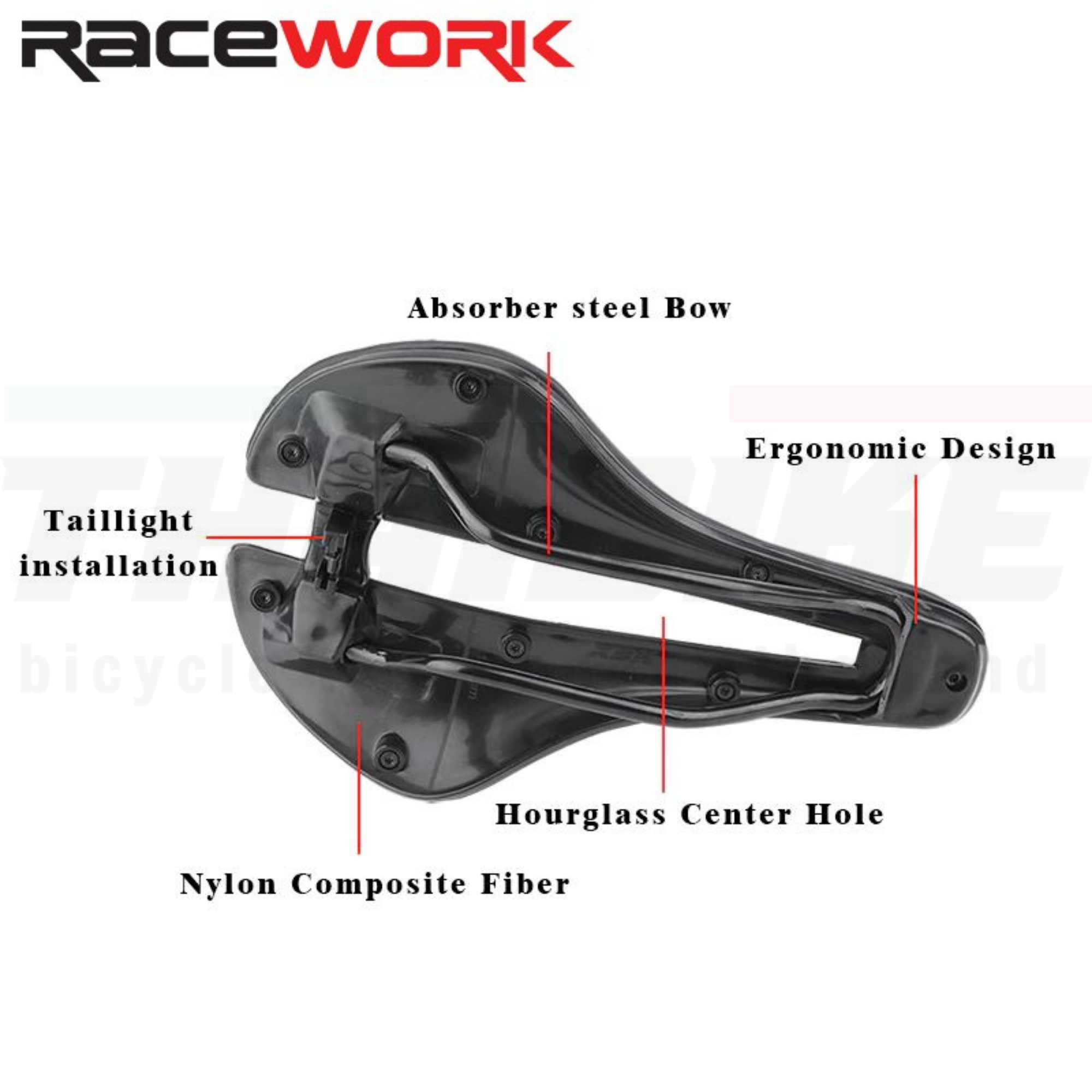อานจักรยานเสือหมอบ เสือภเขา RACEWORK Pro4 MTB มีไฟท้ายในตัว