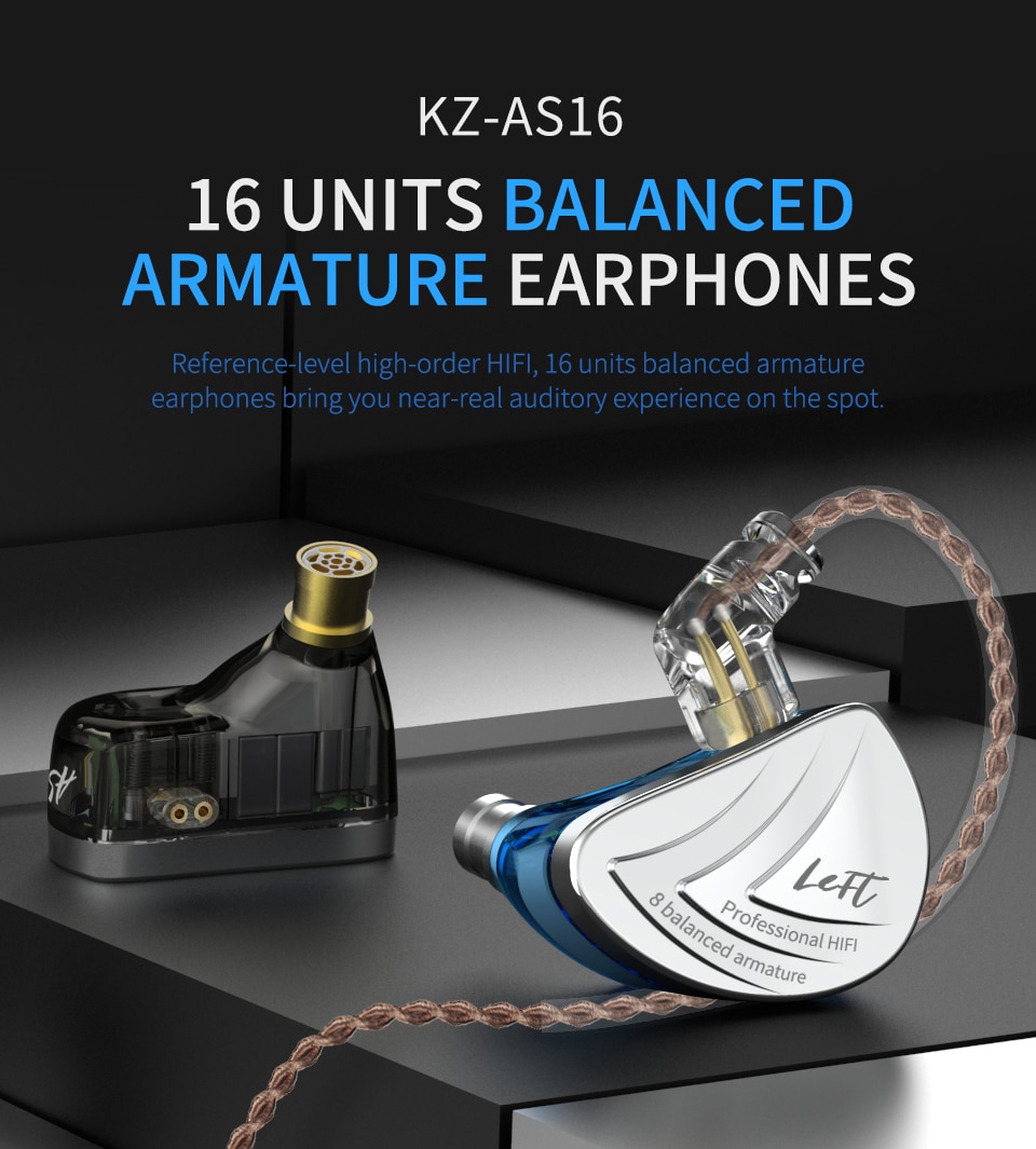 ขาย KZ AS16 สุดยอดหูฟัง Pure Balanced 8 ไดร์เวอร์ (8BA) ถอดสายได้