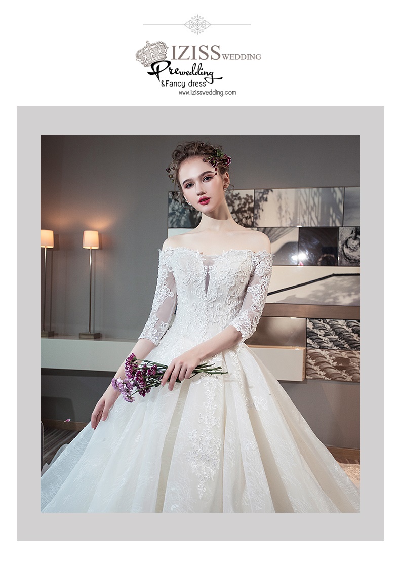 BR336 **พรีออเดอร์**ชุดแต่งงาน&ชุดเจ้าสาวแบบยาวอลังการ สีขาวเกรดพรีเมี่ยม หรูหราน่ารัก สวยโดดเด่นไม่ซ้ำใคร