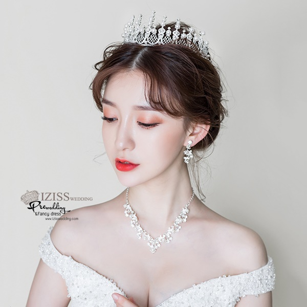 AC001 **พรีออเดอร์**เทียร่า มงกุฎเพชร ต่างหู สร้อยคอเจ้าสาว ชุดเครื่องประดับเจ้าสาวสวยหรูดุจเจ้าหญิง