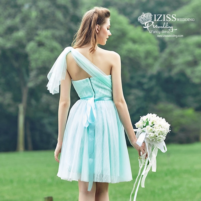 ฺBM0121 - พรีออเดอร์ ชุดเพื่อนเจ้าสาวราตรีสั้นธีมสีเขียวมินท์/สีเทา น่ารักมากๆค่ะ