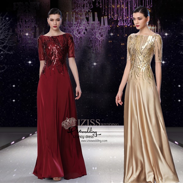 T023 **พรีออเดอร์เดรสชุดเลื่อมสีแดง สีเขียวมิ้นต์ สีน้ำเงิน สีทอง **ชุดราตรียาวเลื่อม แขนสั้น เล่นดีเทลซีทรูช่วงอกและแขน ช่วงบนแต่งเลื่อมไม้ลายกิ่งไม้ เข้ารูปช่วงเอว กระโปรงผ้าพื้นทรงปล่อย สวยงามหรูหราไฮโซมากๆ ค่ะ