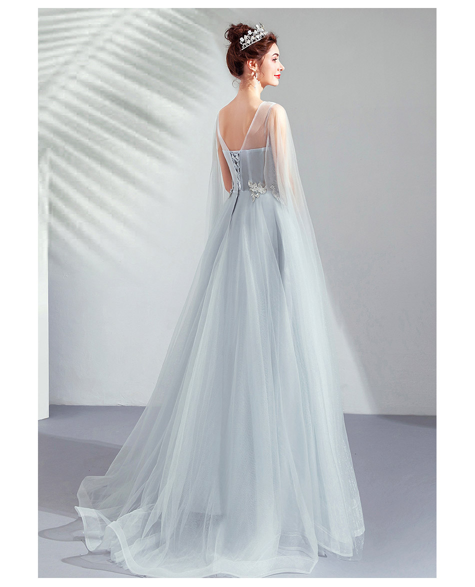 DL104 **พรีออเดอร์** ชุดออกงานสีเทา ชุดราตรี เดรสยาวออกงาน (Night party dresses) ชุดไปงานแต่งงานสวยๆ "ธีมสีเทา"