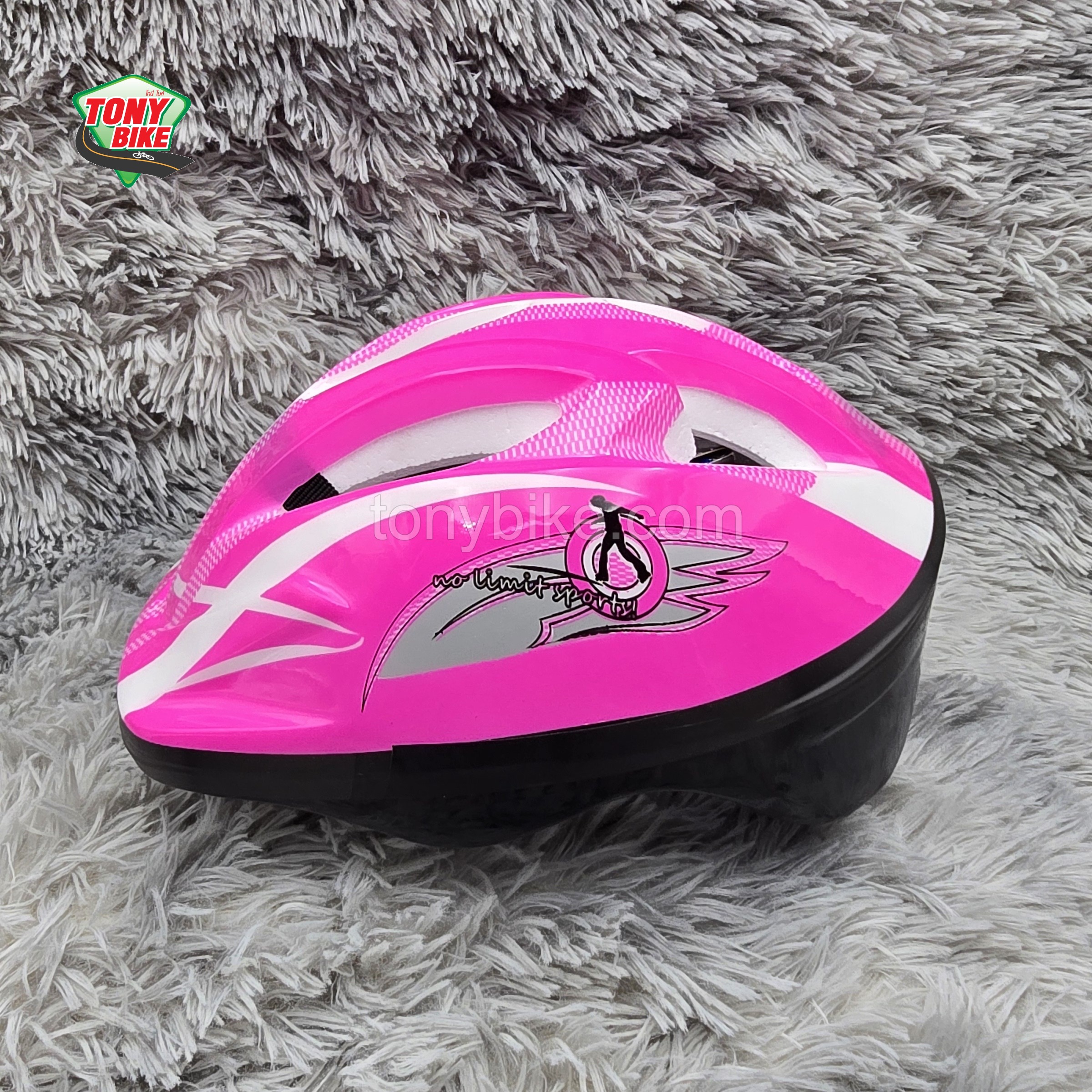 หมวกกันน๊อคเด็ก แถม ชุดสนับเข่า สนับศอก สนับมือ สีชมพู