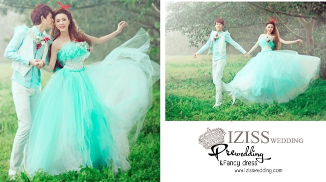 PW103 - Pre order ชุดคู่ถ่ายพรีเวดดิ้ง (prewedding dress) & ชุดแต่งงานแฟนซี (Fancy wedding dress)ชายหญิง "ธีมสีเขียว-ขาว"