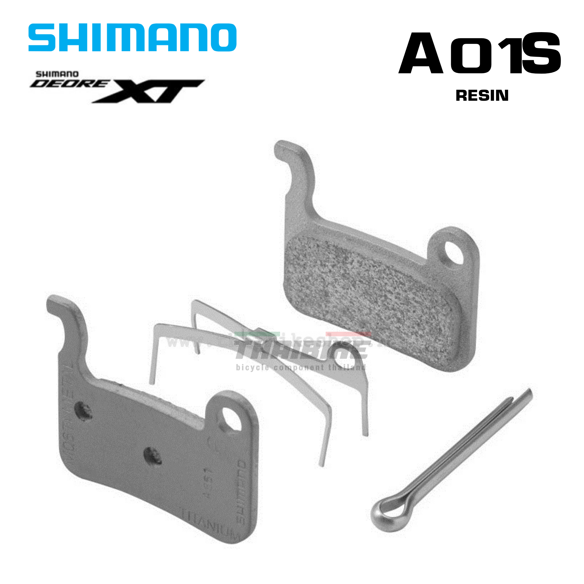 แผ่นยางเบรคจักรยานเสือภูเขา A01S SHIMANO XT/DEORE รุ่น BR-M775/M595, Resin.