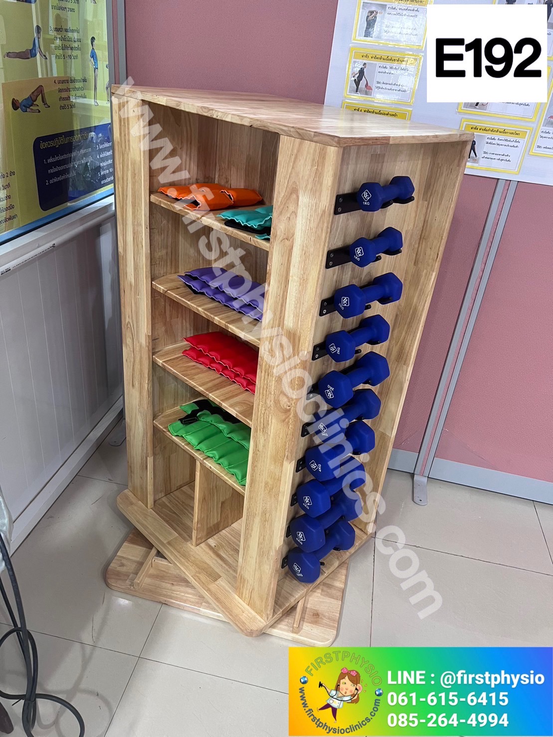 รถเก็บน้ำหนักแบบไม้พร้อมลูกน้ำหนัก และถุงทรายถ่วงน้ำหนัก/E192