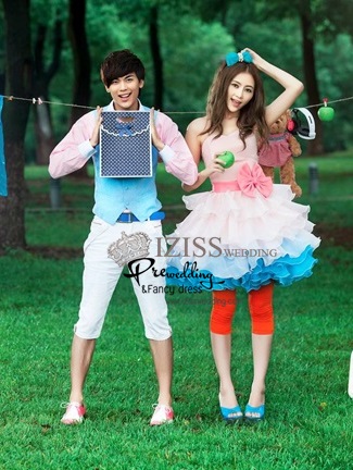 PW128 - Pre order ชุดคู่ถ่ายพรีเวดดิ้ง (prewedding dress) & ชุดแต่งงานแฟนซี (Fancy wedding dress)ชายหญิง "ธีมสีชมพู-ฟ้า"