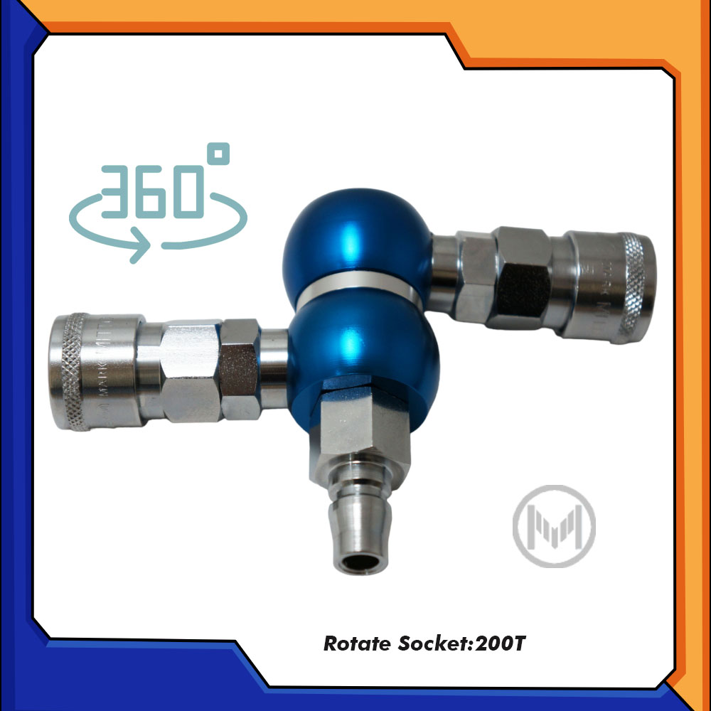 ข้อต่อลม ข้อต่อสวมเร็ว 2ทาง แบบหมุนได้ รุ่น 200T : Blue