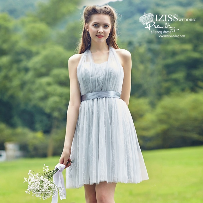 ฺBM0121 - พรีออเดอร์ ชุดเพื่อนเจ้าสาวราตรีสั้นธีมสีเขียวมินท์/สีเทา น่ารักมากๆค่ะ