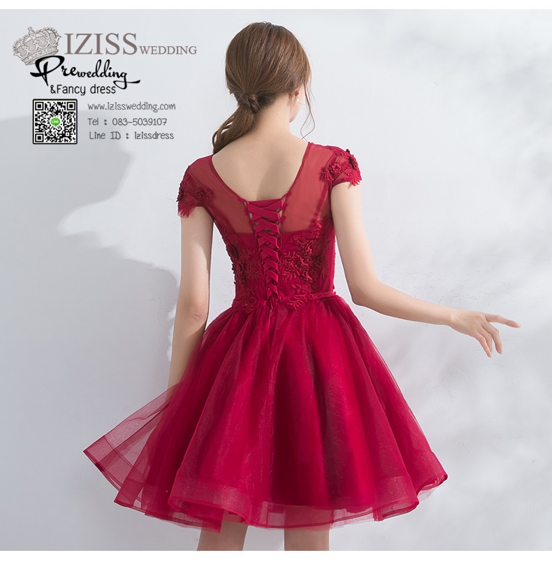 DS032 - **Pre order** ชุดราตรี เดรสสั้นออกงาน (short dresses) ชุดไปงานแต่งงานสวยๆ "ธีมแดง"