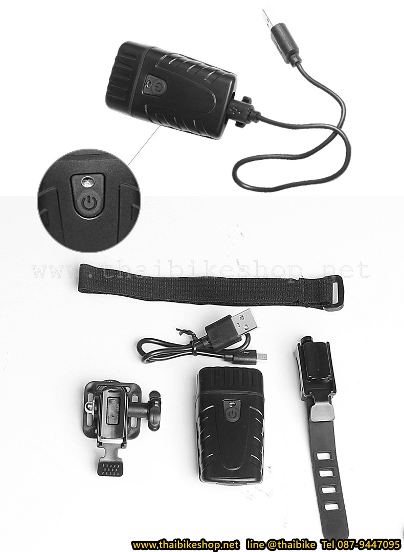 ไฟหน้าชาร์จ USB HJ-050 เหมาะสำหรับการติดกับ MOUNT จับไมล์ ไฟหน้าจักรยาน