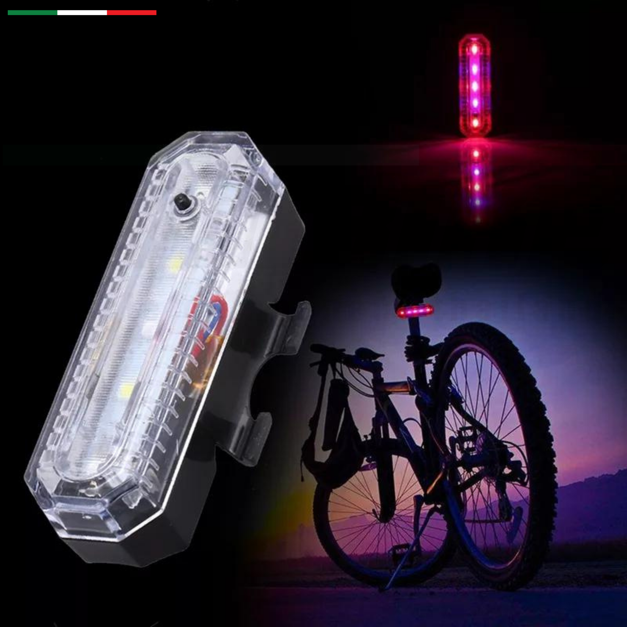 ไฟท้ายจักรยานชาร์จ USB THAIBIKE 004 ไฟสีแดง ไฟสีแดงน้ำเงิน