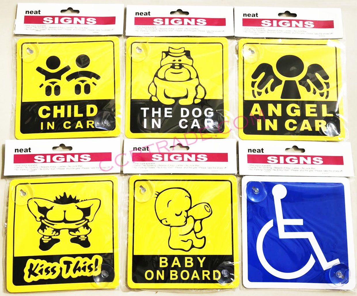 ป้ายติดกระจกรถ+จุกสุญญากาศ 15 ซม.