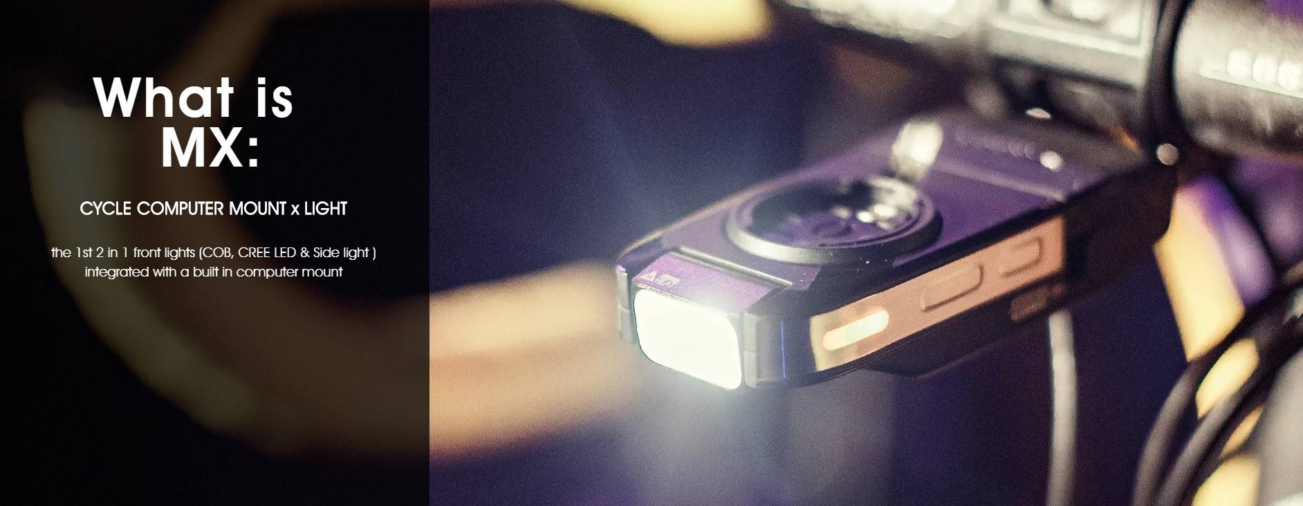 ขายึดไมล์จักรยานแบบมีไฟ MOON “MX” COMPUTER MOUNT x LIGHT GARMIN