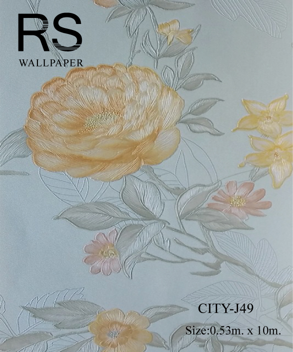 วอลเปเปอร์ลายดอกไม้ใบไม้ CITY-J49