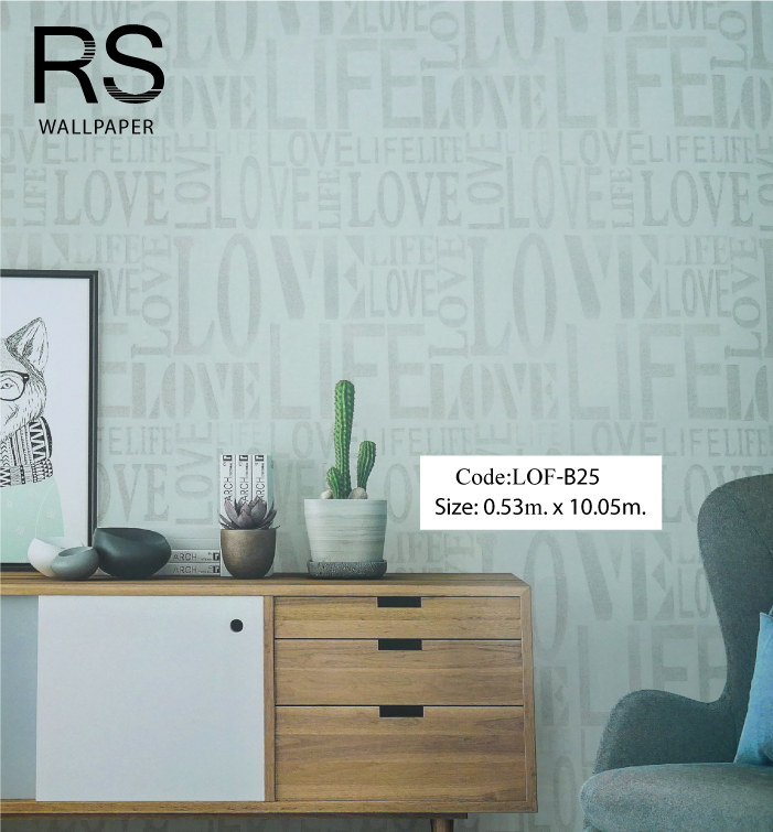 วอลเปเปอร์ลายตัวหนังสือพื้นสีฟ้าอ่อน LOF-B25