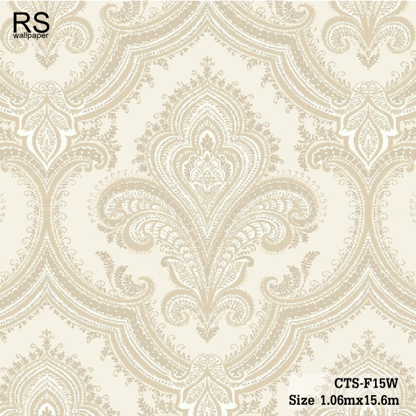 วอลเปเปอร์ ลายหลุยส์คลาสสิคสีครีมน้ำตาลอ่อน CTS-F15W
