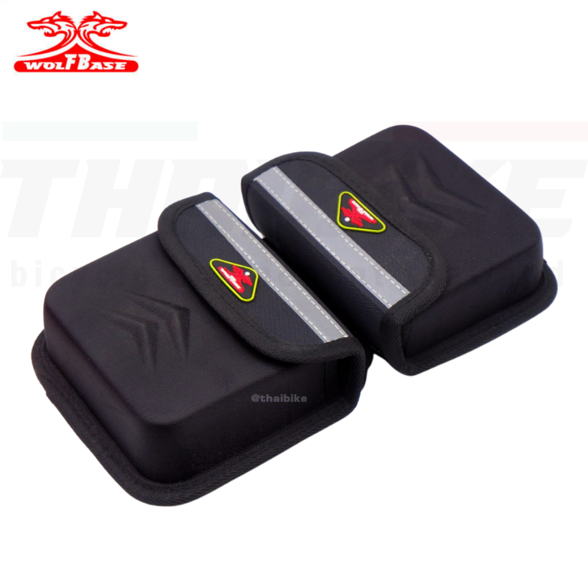 กระเป๋าพาดเฟรมหน้าจักรยานใส่มือถือได้ แบบทรงแข็ง WOLFBASE THAIBIKE พร้อมผ้ากันฝน