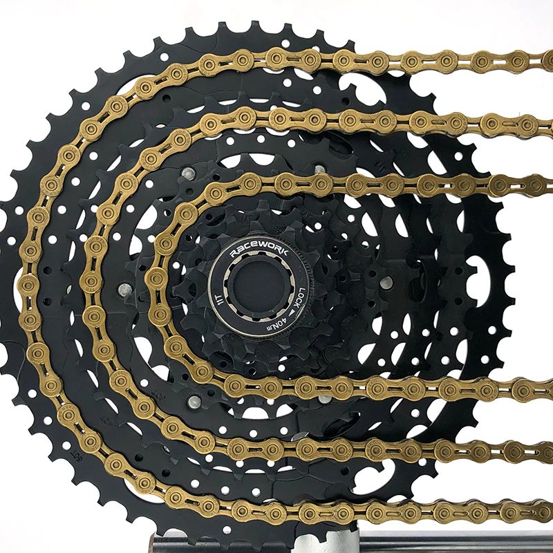 โซ่จักรยานเสือหมอบ เสือภูเขา RACEWORK สีทอง/สีรุ้ง 9SPD 10SPD 11SPD